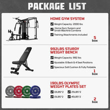 Load image into Gallery viewer, JELENS Home Gym System, 150LB Weight Stack Smith Machine (Black, 190LBS Colored Weights Package)
