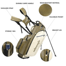 Load image into Gallery viewer, wosofe 6-Way Golf Stand Bag, Waterproof PU Leather, Olive Green Vintage
