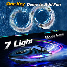 Load image into Gallery viewer, RC Remote Control Boat with 7 LED Light Modes Waterproof Electric Fast Speed Boat for Adults Kids 8-12 Lake Pool Water Play,Self-righting
