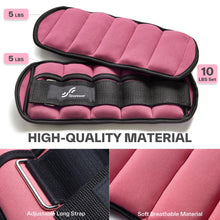 Load image into Gallery viewer, Sportneer Adjustable Ankle Weights Set - 1 Pair (2-10 lbs) Removable Sandbags -Peach Pink
