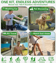 Load image into Gallery viewer, Beviliu Portable Camping Shower with 5 Gallon Food Grade Jug, 6000mAh Rechargeable Pump, Dog Shower Brush, IPX8 Waterproof Portable Shower for Camping, Beach, RVs, Dog Washing - Shower Max
