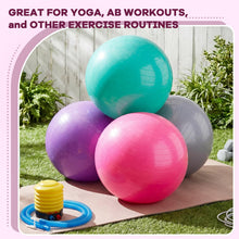 Load image into Gallery viewer, Leyndo 4 Pcs 26 Inch Yoga Exercise Ball Pilates Pregnancy Birthing Fitness Ball -(Pink Green Gray Set)
