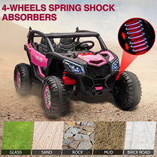 Load image into Gallery viewer, 24V 2 Seater Kids Ride on UTV Car w/Remote Control, 4WD Powerful Electric Vehicle with 4x75W Motors, 4 Shock Absorbers, Pink
