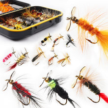 Load image into Gallery viewer, Fly Fishing Flies Assortment Kit Dry Wet Nyphms Tenkara Popper Streamer Woolly Bugger for Trout Bass Salmon Steelhead with Fly Box (Propeller Flies Kit 42pcs)
