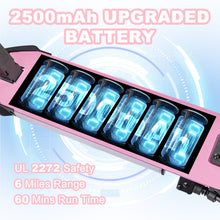 Load image into Gallery viewer, Kids Ages 6-12, 150W Motor, 4/7/11 Mph, 60 mins Ride Time, Adjustable Speed, LED Display, Colorful Lights, Electronic Brake (Pink)

