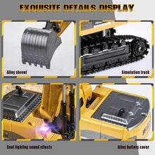 Load image into Gallery viewer, Remote Control Excavator Toy, RC Construction - Metal Shovel Digger Vehicles with Lights Sounds and 680° Rotation Digging Sand
