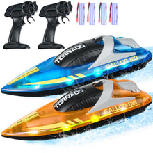 Load image into Gallery viewer, RC Boat for Kids, 2Pack Remote Control Boat for Pools &amp; Lakes, Racing Boat with LED Light &amp; 4 Rechargeable Batteries
