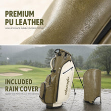 Load image into Gallery viewer, wosofe 14-Way Golf Stand Bag, Waterproof PU Leather Olive Green Vintage
