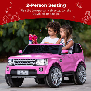 12V 3.7 MPH 2-Seater Licensed Land Rover Ride On Car Toy w/Parent Remote Control, MP3 Player - Pink