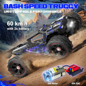 1/14 Scale RC Cars for Adults, 60+ KM/H High Speed RC Truggy, 4X4 Off-Road Remote Control Truck, Waterproof Electric Car with 2S Battery