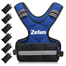Load image into Gallery viewer, ZELUS Weighted Vest for Men and Women, Adjustable Body Weight Vest Exercise Set for Workouts, 4-10lb/11-20lb/20-32lb with 6 Ironsand Weights for Cardio Strength Training Walking Jogging, 4-10lb. Blue
