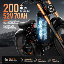 Load image into Gallery viewer, (2025 Upgraded) Romeo Pro Ⅱ 4000W Electric Bike for Adults,46MPH 52V 70AH Battery 200Miles Long Range Dual Motor Adult
