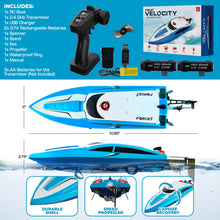 Load image into Gallery viewer, Blue Fast RC Boat- Remote Control Boats for Adults and Kids, Underwater Speed Racing Mini RC Boats for Pools and Lakes, 2.4GHZ Transmitter
