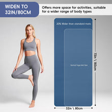 Load image into Gallery viewer, Wimwum Extra Wide Yoga Mat 72" x 32", 8mm Non Slip TPE Exercise Mat with Carrying Strap, Large Workout Mat for Yoga, Pilates, Stretching, HIIT &amp; Home Gym, DarkBlue
