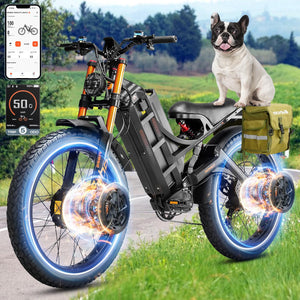 50mph Electric Bike for Adults, 5000W Dual Motor Ebike, 60V 80AH 235 Miles Long Range Ebike, 26 * 4.0" Fat Tire Electric Mountain Bike