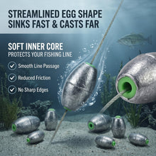 Load image into Gallery viewer, Poen 108 Pcs Egg Sinkers Fishing Kit, 3/16oz, 1/4oz, 3/8oz, 1/2oz, 1oz
