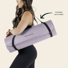 Load image into Gallery viewer, Retrospec Solana Yoga Mat 1" Thick with Nylon Strap for Men &amp; Women - Non Slip Exercise Mat for Home Yoga, Pilates, Stretching, Floor &amp; Fitness Workouts, Violet Haze
