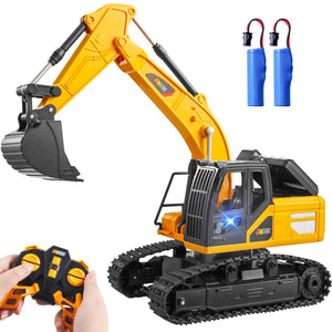 Remote Control Excavator Toys for Boys, 2.4Ghz RC Play Excavator with Light, Construction Toys