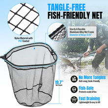 Load image into Gallery viewer, PLUSINNO Large Fishing Net, 4.9 FT Carbon Fiber Fish Net with Long Telescoping Handle, Kayak Fishing Gear Accessories Foldable Landing Net for Bass, Trout, Catfish, Fishing Gifts for Men Father
