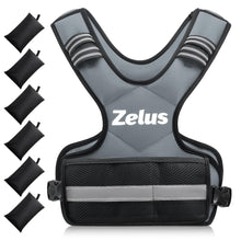 Load image into Gallery viewer, ZELUS Weighted Vest for Men and Women, Adjustable Body Weight Vest Exercise Set for Workouts, 4-10lb/11-20lb/20-32lb with 6 Ironsand Weights for Cardio Strength Training Walking Jogging, 4-10lb. Gray

