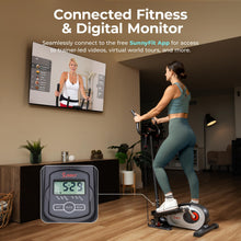 Load image into Gallery viewer, Sunny Health &amp; Fitness Smart Compact Elliptical Cross Trainer with Handlebar - Silver
