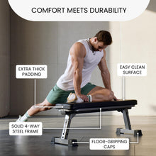 Load image into Gallery viewer, Finer Form Gym Quality Foldable Flat Bench for Multi-Purpose Weight Training and Ab Exercises - Free PDF Workout Chart Included
