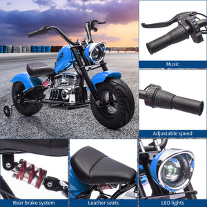 36V Kids Ride On Dirt Bike, Electric Off-Road Motorcycle with 16.5 Mph Top Speed, Spring Suspension, Led Lights (Blue)