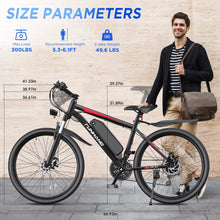 Load image into Gallery viewer, Electric Bike for Adults, 26&#39;&#39; 1000W Peak Ebike, Up to 50 Miles 21.7MPH Electric Mountain Bike with 48V 374.4WH Removable Battery
