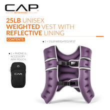 Load image into Gallery viewer, CAP Weighted Vest for Women &amp; Men 25lb – Reflective Fitness Vest for Walking, Running, Cardio, Rucking, &amp; Strength Training, Purple
