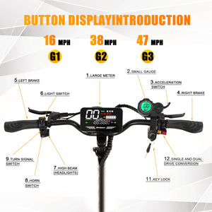 Electric Scooter Adults, 5600W Dual Motor E-Scooter, 47MPH Top Speed and Max 43Miles Long Range, Dual Brake and Dual Shock, 11" Off-Road Tires