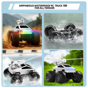 Remote Control Car RC Truck - 1:16 Amphibious Fast Car with Water Cannon and 2.4GHz Remote Control, Max 22KM/H Speed, 4WD Cyber Toy