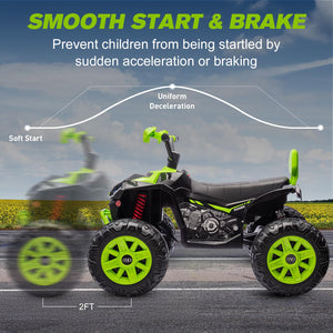 Kids ATV 4 Wheeler Ride on Electric Motorcycle, 24V Battery Powered, Kids Electric Toy Car, Green