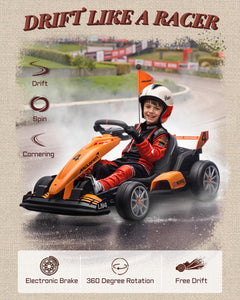 First Ride On Licensed McLaren Electric Go Kart for Kids, 24V 7AH Electric Drift Kart Car with Adjustable Seat