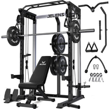 Load image into Gallery viewer, JELENS C21 Power Cage, 2000LBS Multi-Function Power Rack with Independent Dual Pulley System, All-in-One Squat Rack for Cable Crossover, Home Gym Workout Machine (Black,140LBS Black)
