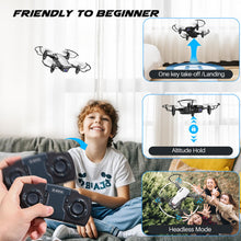 Load image into Gallery viewer, Mini Drone with Camera 720P HD FPV, RC Quadcopter Foldable Drone With Altitude Hold, 3D Flip, Headless Mode, Gravity Control
