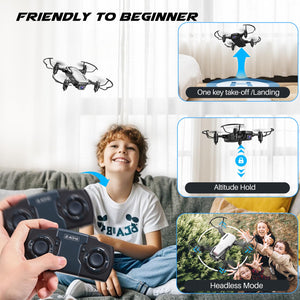 Mini Drone with Camera 720P HD FPV, RC Quadcopter Foldable Drone With Altitude Hold, 3D Flip, Headless Mode, Gravity Control