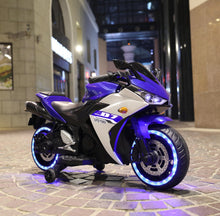 Load image into Gallery viewer, Kids Electric Motorcycle with Training Wheels for 3-8 Years(43-55in), Boys Girls Ride on Electric Motorbike, Blue White
