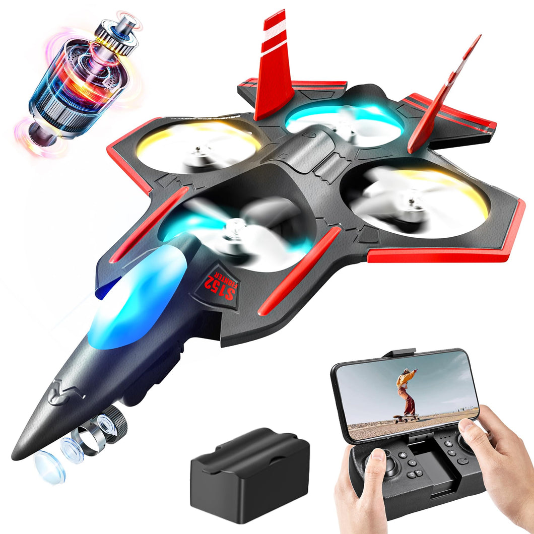 Brushless RC Plane with Camera | 2.4GHZ Remote Control Airplane, 6-axis Gyro Drones for Kids, RC Helicopter, 360°Flip Jet Fighter