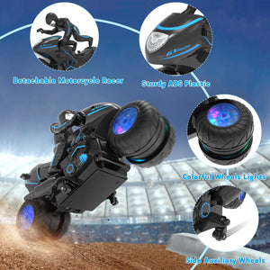 Remote Control Motorcycle Toys New Upgraded RGB Wheels Lights, RC Motorbike with 2-in-1 Remote, Gesture Sensing Stunts Dirt Bike