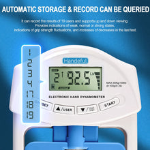 Load image into Gallery viewer, Handeful Grip Strength Tester Trainer - Dynamometer Handgrip Measurer Meter, Handheld Strengthener Exerciser for Sports, School, and Home Use (198Lbs / 90Kgs)
