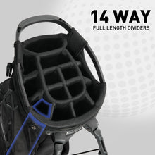 Load image into Gallery viewer, KeyOpen Lightweight Golf Stand Bag, 14 Way Golf Bags with Full Length Dividers for Men Women, Encrypted 900D Weather-Proof Club Carry Bag with Ergonomic Dual Strap, Cooler Pockets, 9 Pockets, Black
