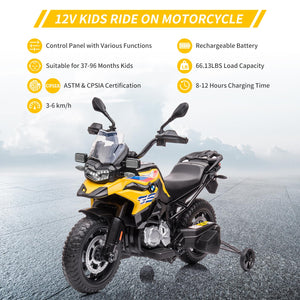 12V 7Ah Electric Ride On Vehicle for Kids, Licensed BMW Motorcycle with 2 Speeds, Kids Motorcycle, LED Lights, Spring Suspension, Music