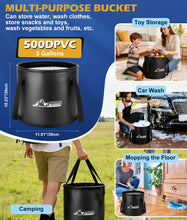 Load image into Gallery viewer, 2026 Upgraded Portable Shower for Camping with Heater, Rechargeable Camping Shower with Intelligent LED Display, 5 Gal Foldable Bucket, 4 Spray Modes, Portable Shower for Travel, Pet Bath, Car Washing
