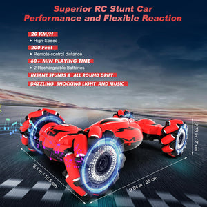 RC Car Toys for Boys Girls 6-12, Birthday Xmas Gifts for 6 7 8 9 10 11 12 Years Old, Gesture Sensing RC Stunt Car with Lights