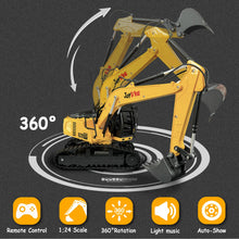 Load image into Gallery viewer, RC Excavator and Dump Truck Toy Set，2.4Ghz Metal Remote Control Construction Vehicle with Light &amp; Sound
