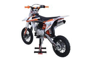 125CC Dirt Bike (A10) 4-Stroke Electric Start Manual 4-Speed, 4.5L Fuel Tank, 14"/12" Tires for Youth Adults (Orange)