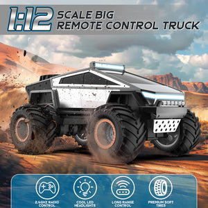 Remote Control Car, 1:12 Large-Scale RC Truck Monster Truck, 4WD All Terrain 2.4GHz Off-Road Toy Car for Boys