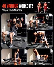 Load image into Gallery viewer, Mikolo Weight Bench - 1300 Weight Capacity and 40 Adjustable Positions for Full Body Workouts, Incline, Decline and Flat Setting for Garage and Home Gym, Black
