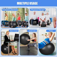 Load image into Gallery viewer, Leyndo 4 Pcs 26 Inch Yoga Exercise Ball Pilates Pregnancy Birthing Fitness Ball -(Black)
