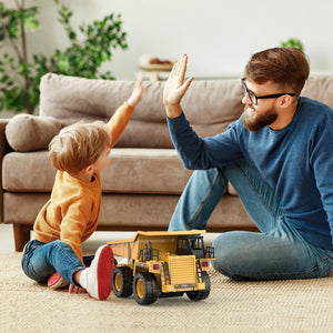 9 Channel Remote Control Dump Truck Toy with Lights and Sounds Effect, 1:18 RC Construction Vehicles Trucks